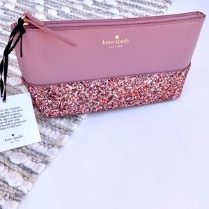 NWT ♠️ Kate Spade Little Shiloh Cosmetic Makeup Bag Greta Court Dusty Peony